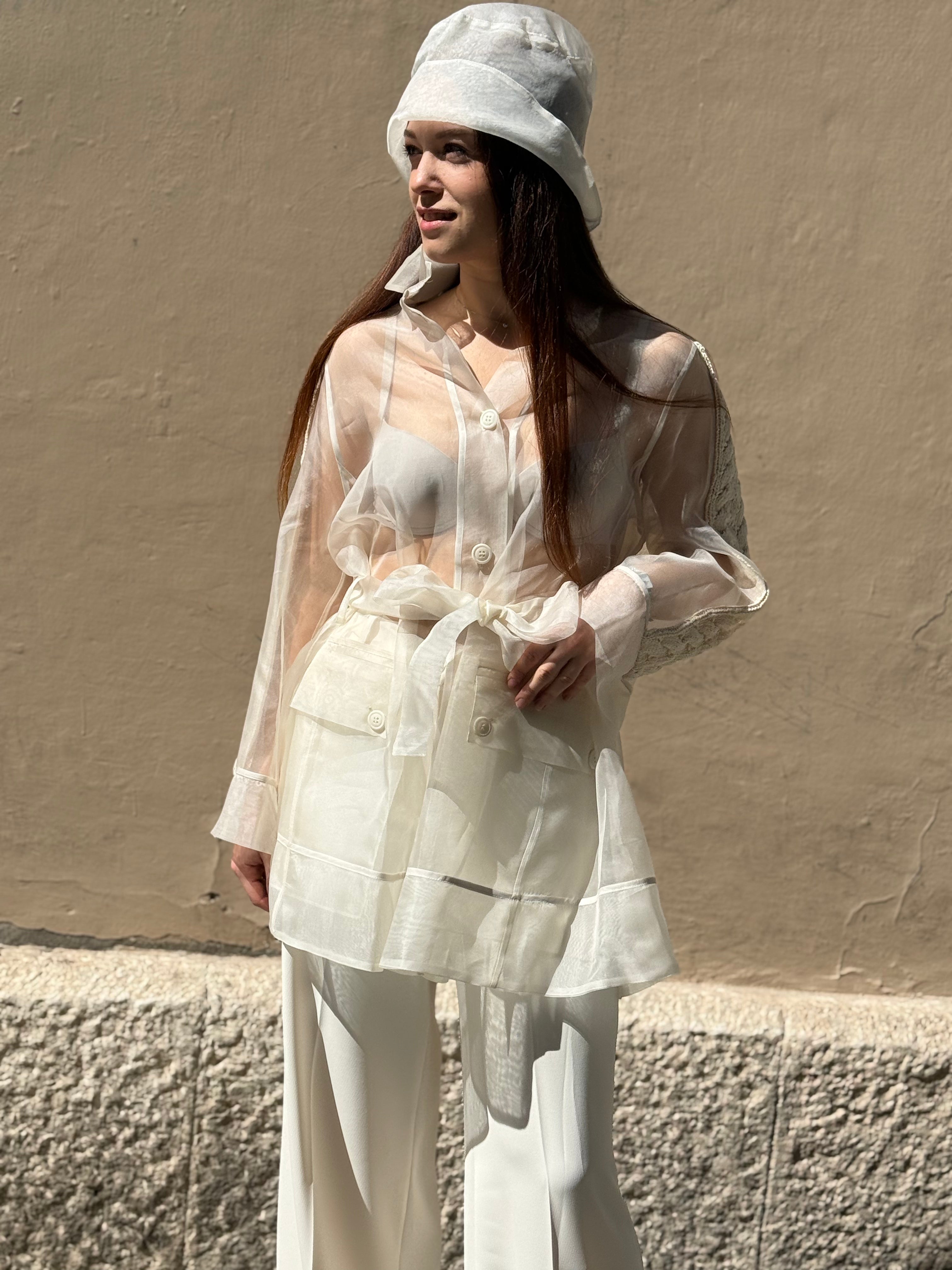 Giacca Sahariana con ricamo in maglia - Tricot Chic